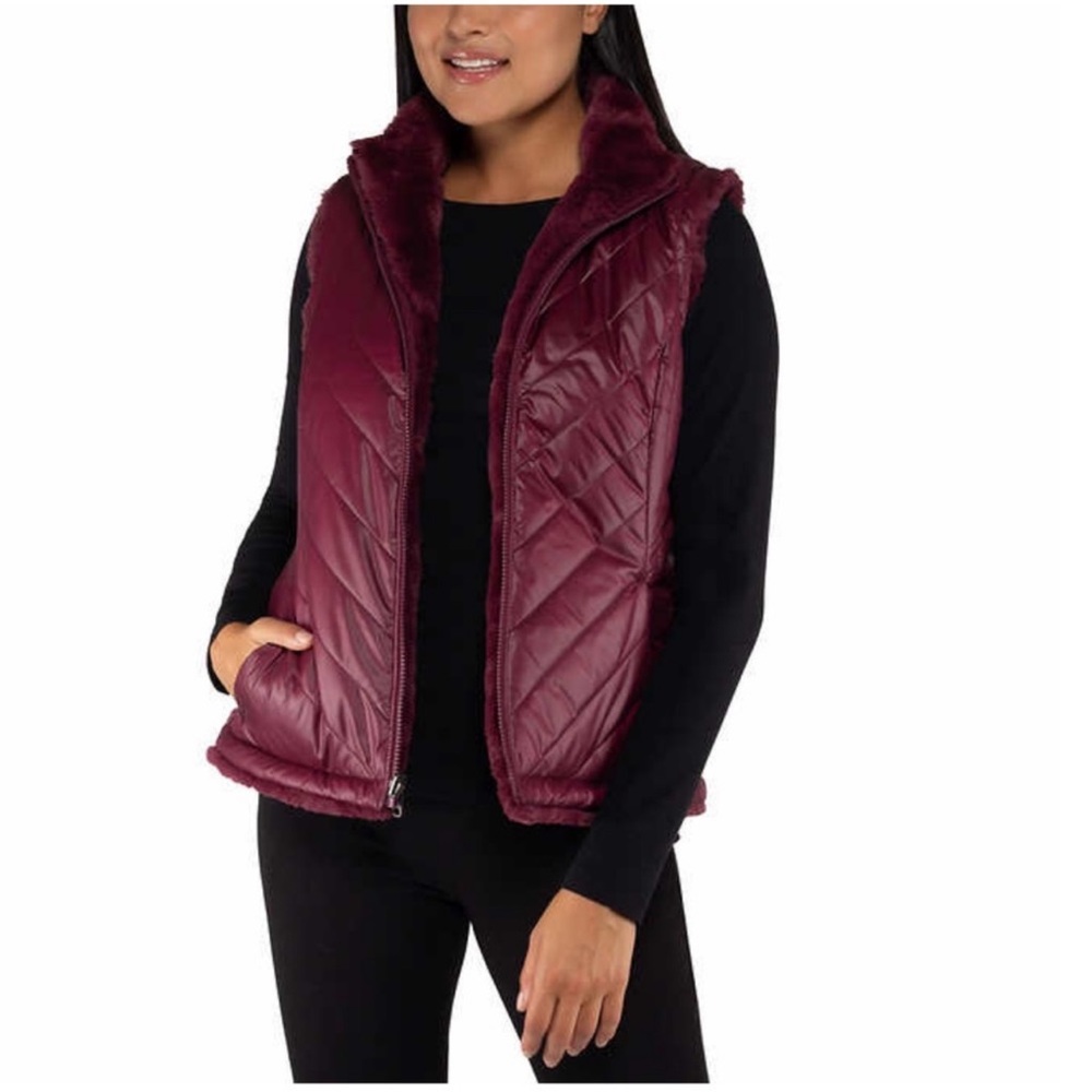 Nicole Miller Ladies Women Reversible Vest - RED WINE - EXTRA SMALL - Picture 2 of 6